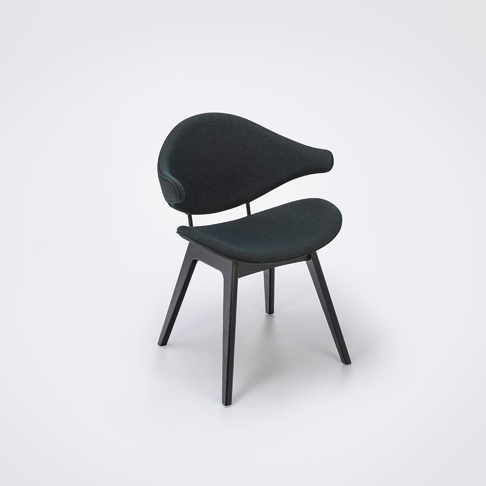 DINING CHAIR // Dark Gray Fabric // Black Stained