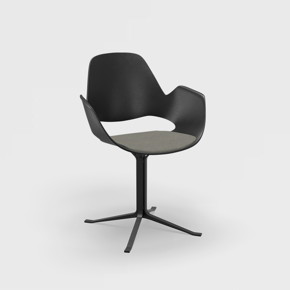 CHAIR // Upholstered seat // Base: Column // Light grey