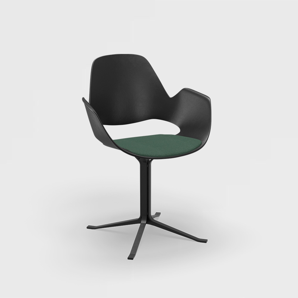 CHAIR // Upholstered seat // Base: Column // Dark green