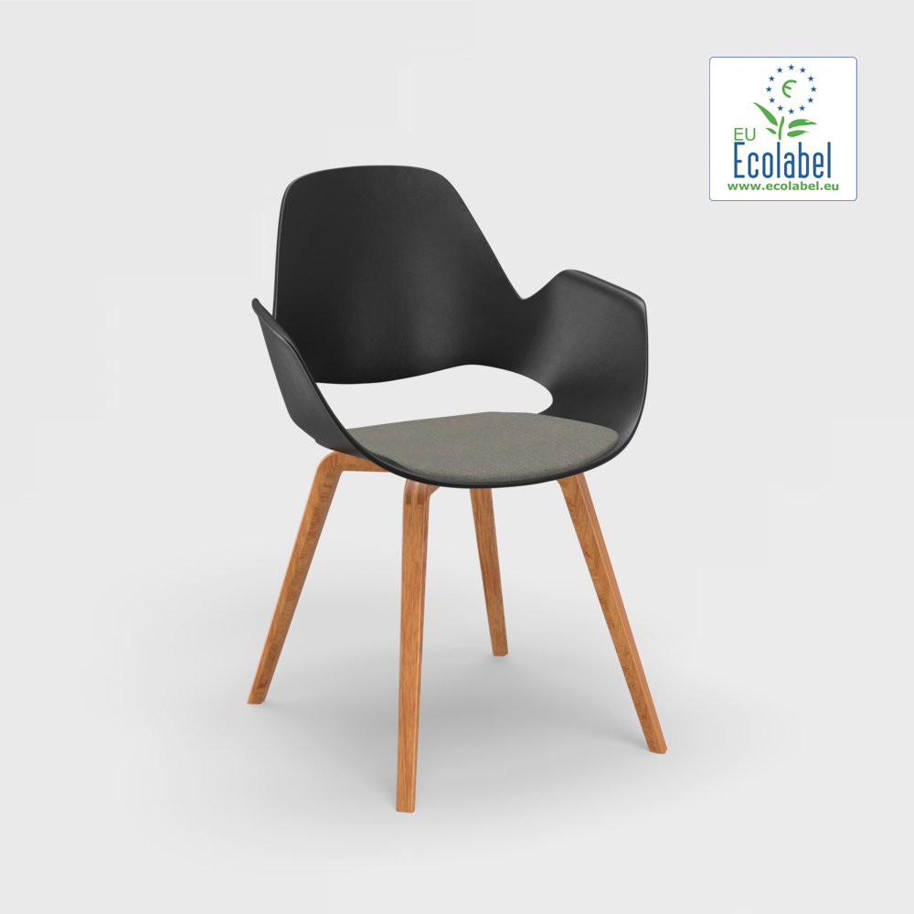 CHAIR // Upholstered seat // Base: Solid oak // Light grey