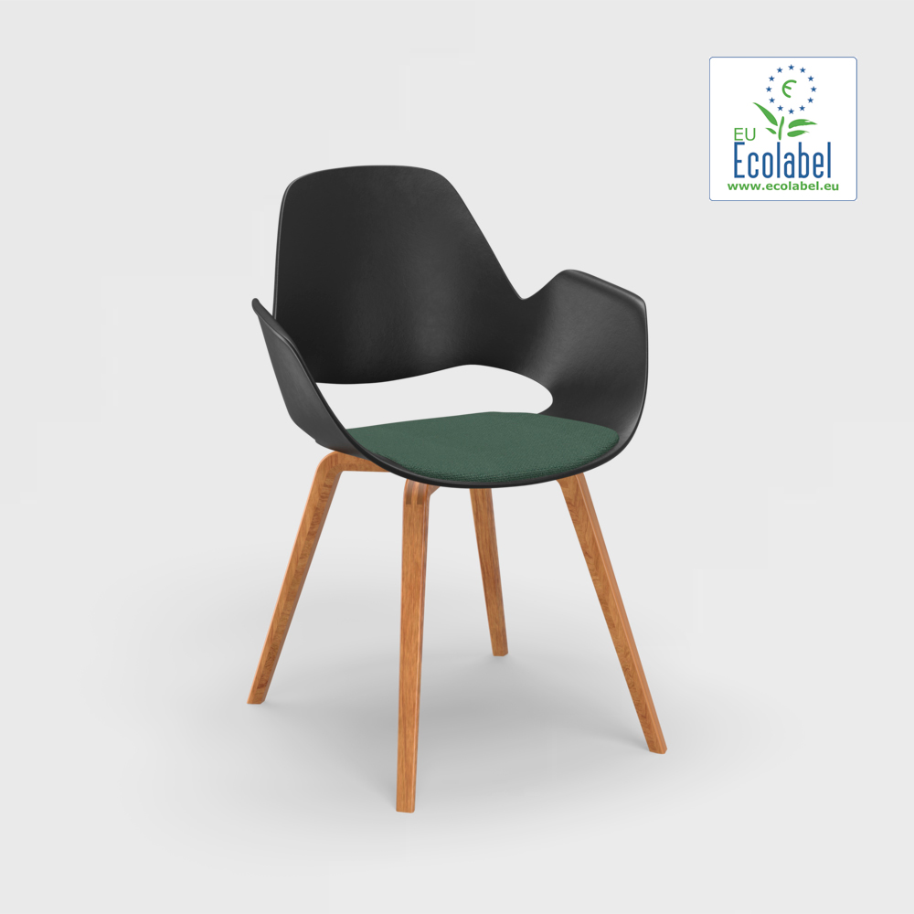 CHAIR // Upholstered seat // Base: Solid oiled oak // Dark green