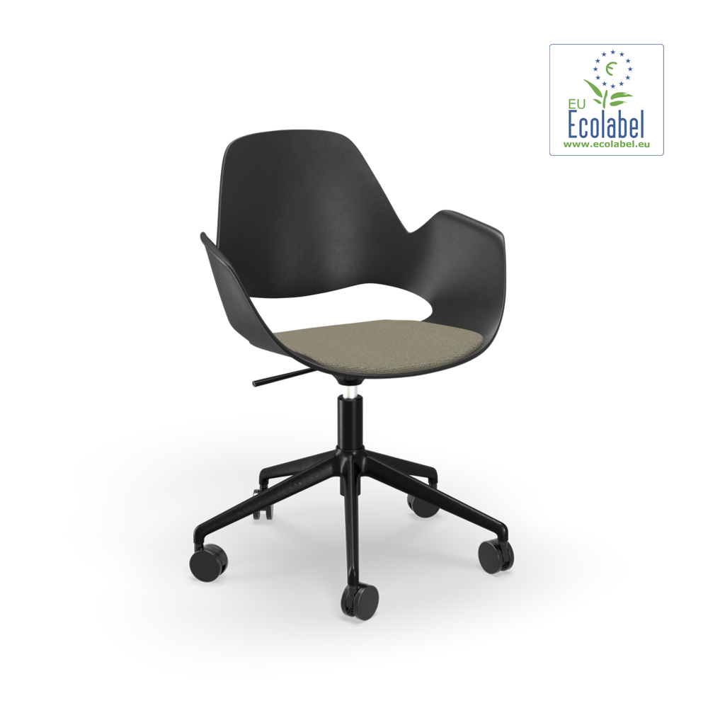 CHAIR // Upholstered seat // Base: Five star with castors // Beige