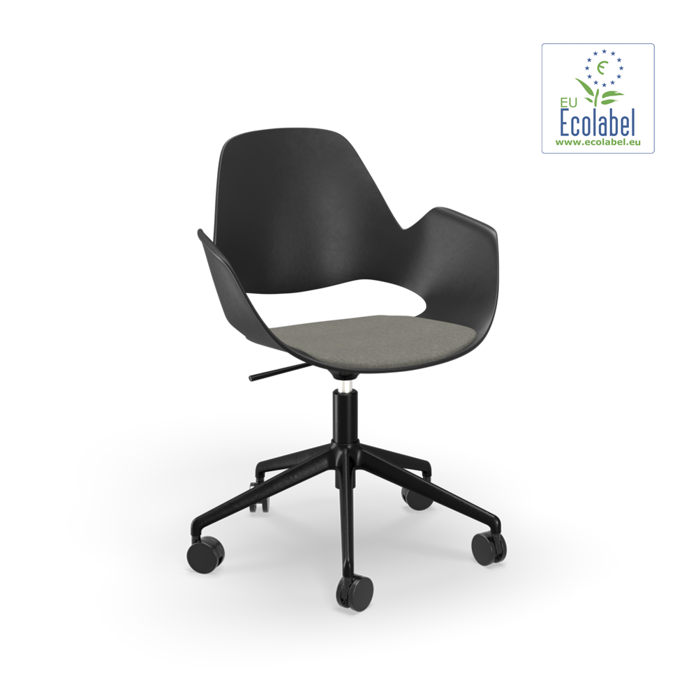 CHAIR // Upholstered seat // Base: Five star with castors // Light grey