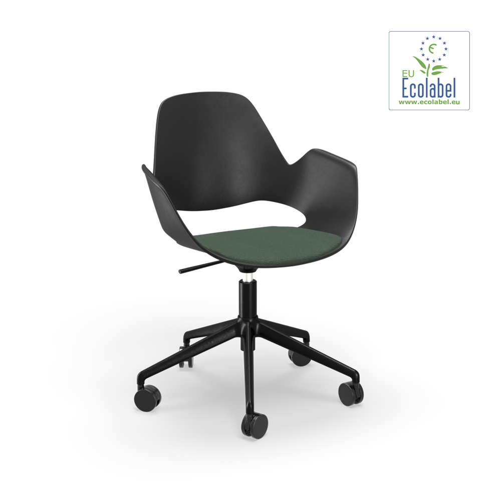 CHAIR // Upholstered seat // Base: Five star with castors // Dark green