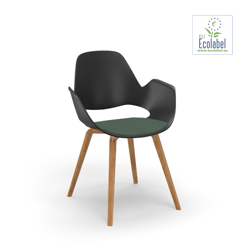 CHAIR, armrest / Upholstered seat / Oak veneer / Dark green