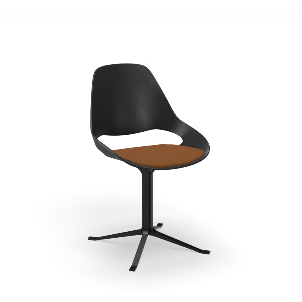 CHAIR, low armrest / Upholstered seat / Column / Terracotta