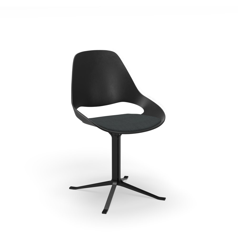 CHAIR, low armrest / Upholstered seat / Column / Anthracite