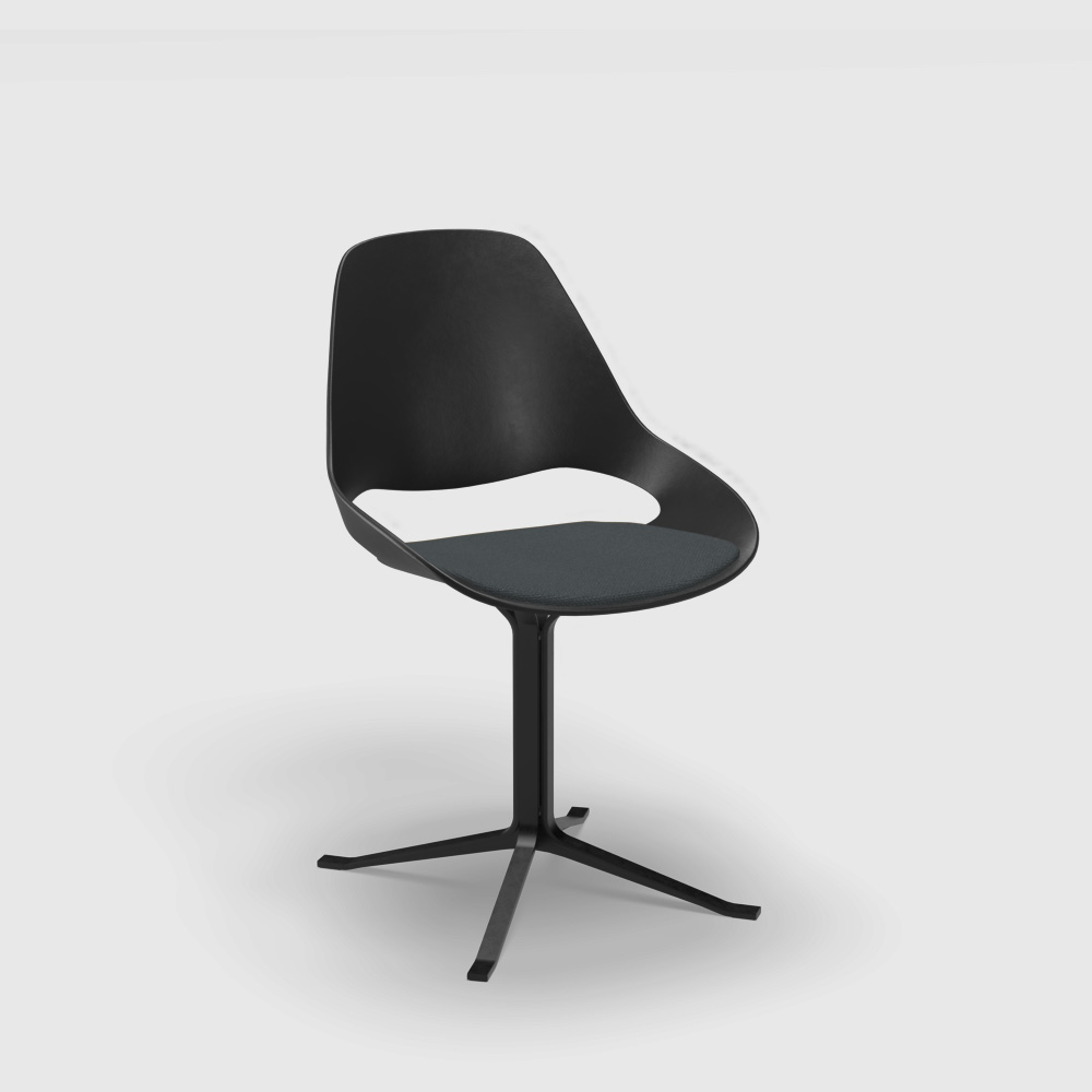 CHAIR, low armrest / Upholstered seat / Column / Dark grey