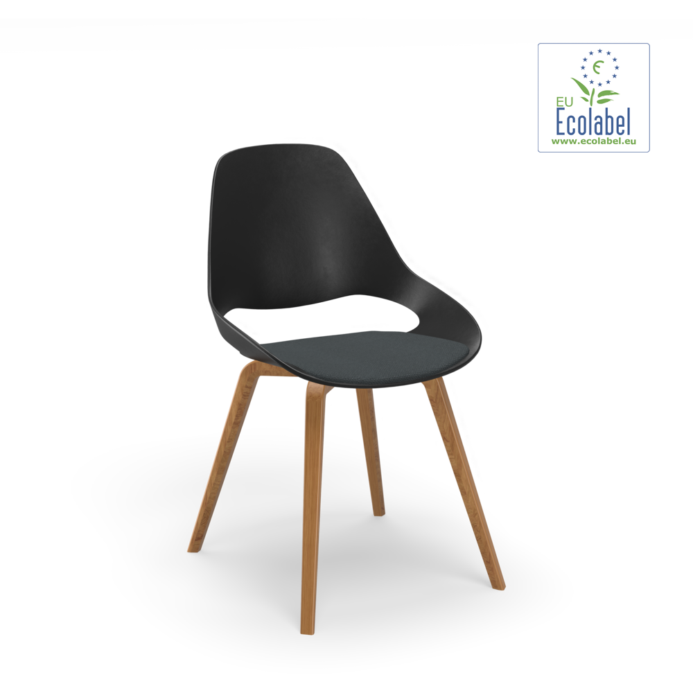 CHAIR, low armrest / Upholstered seat / Solid oiled oak / Dark grey
