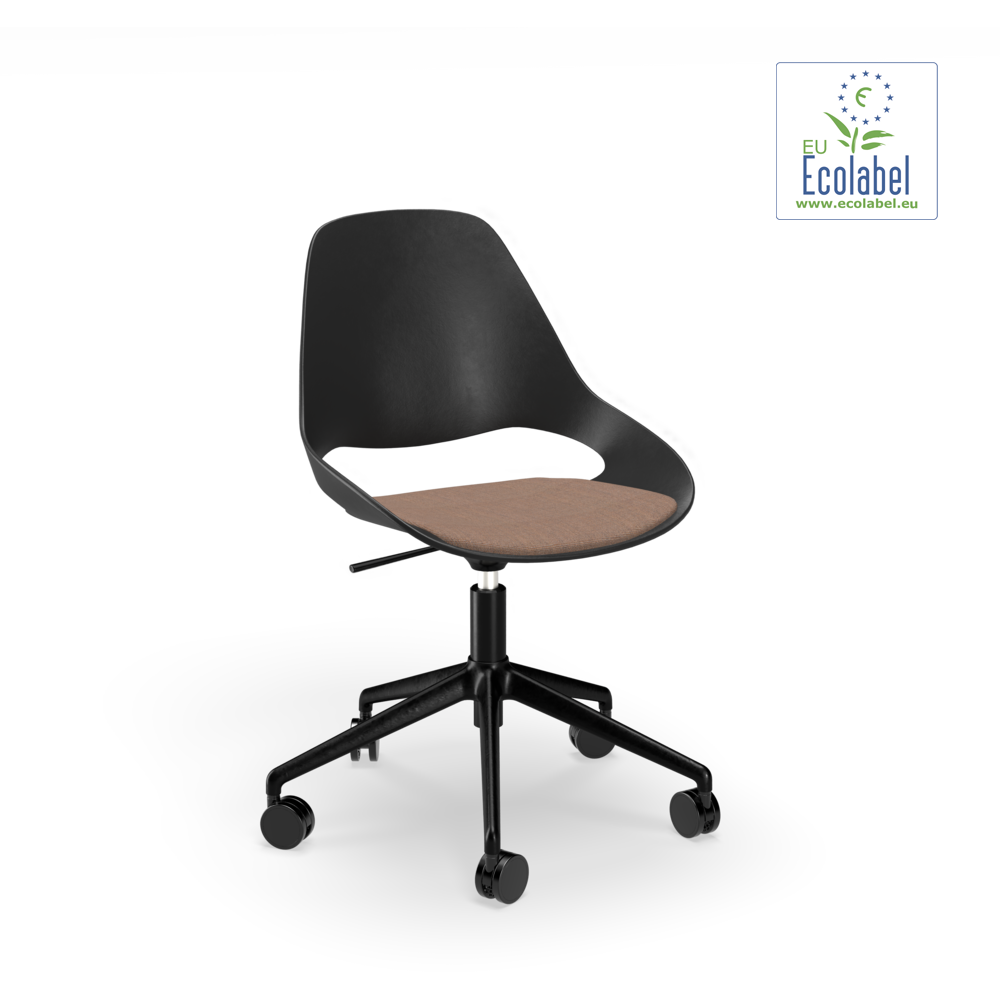 CHAIR, low armrest // Upholstered seat // Base: Five star with castors // Rose