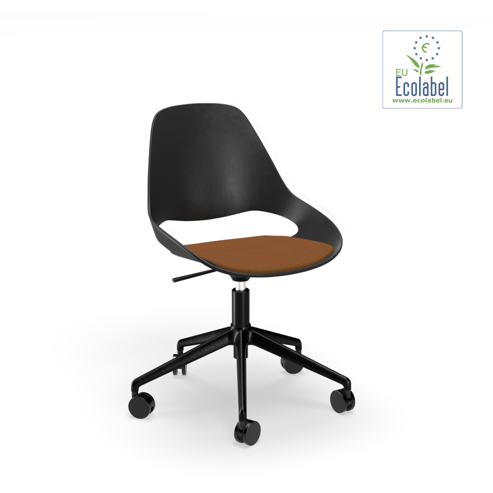 CHAIR, low armrest // Upholstered seat // Base: Five star with castors // Terracotta