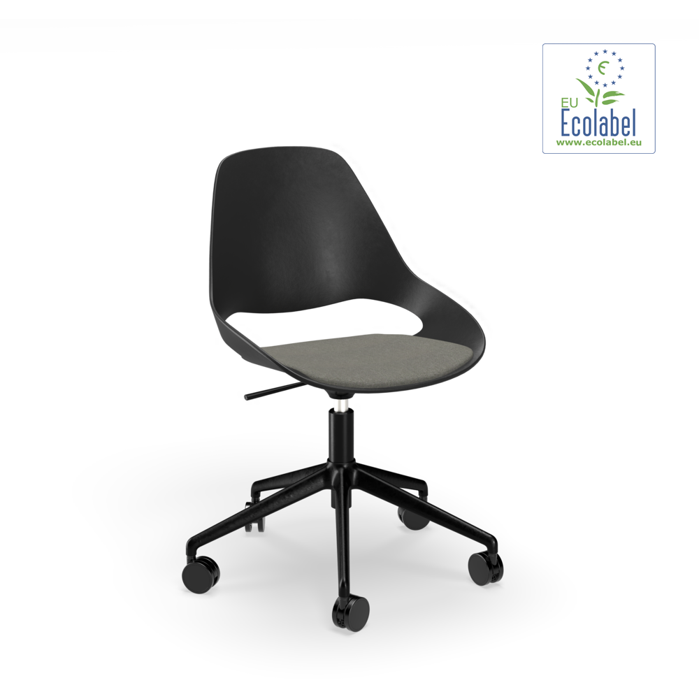 CHAIR, low armrest // Upholstered seat // Base: Five star with castors // Light grey