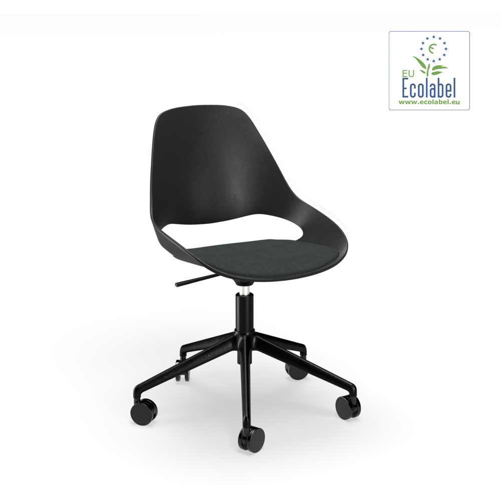 CHAIR, low armrest // Upholstered seat // Base: Five star with castors // Anthracite