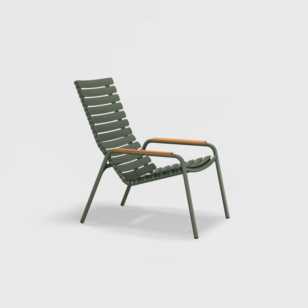 LOUNGE CHAIR // Olive green // Bamboo armrests