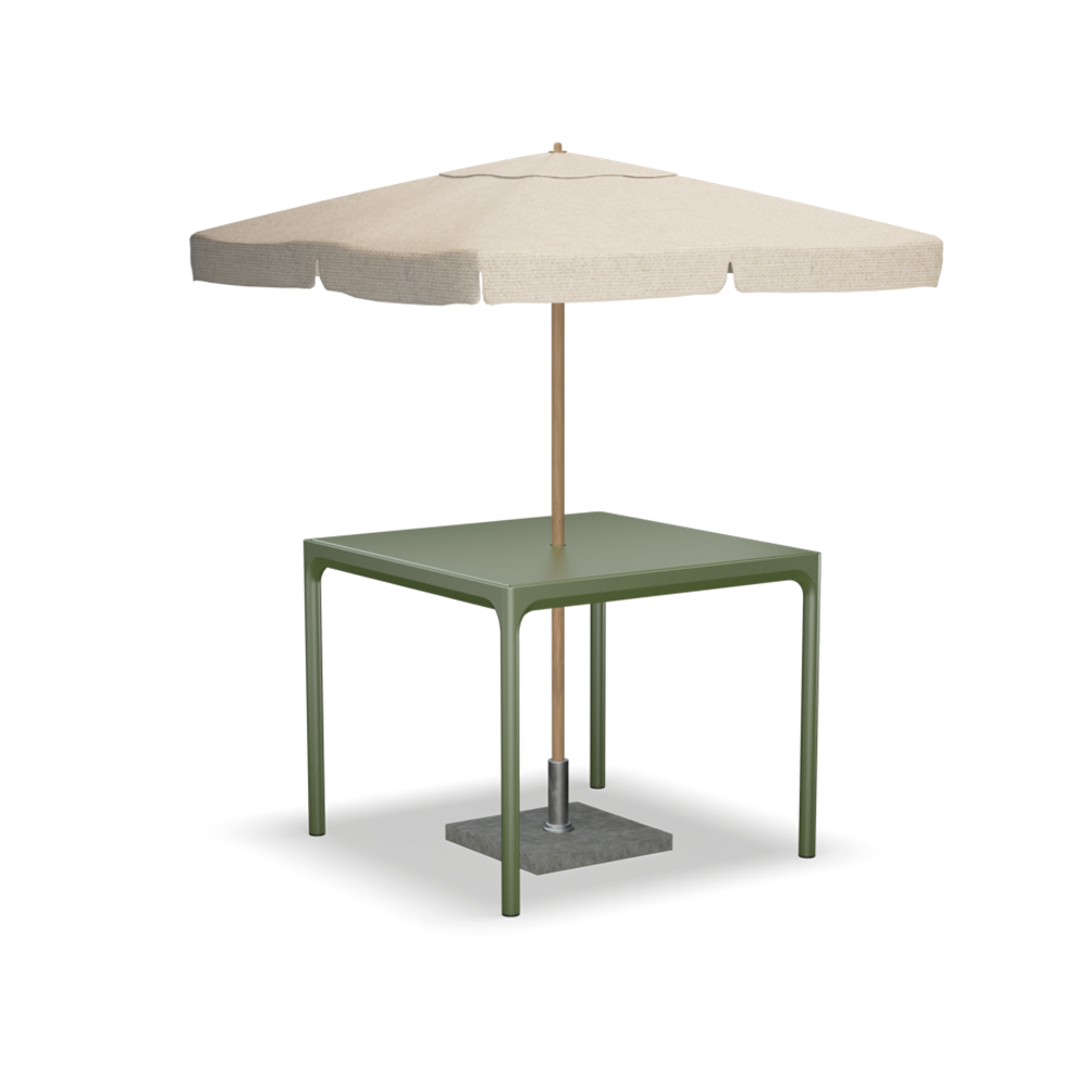 25601-2727_FOUR-Dining-table-ALU_90x90_PARASOL_Olive-green