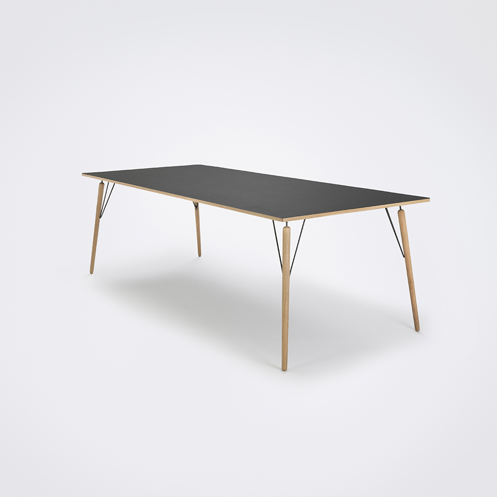 DINING TABLE 240cm // Black Linoleum // Oak Edge