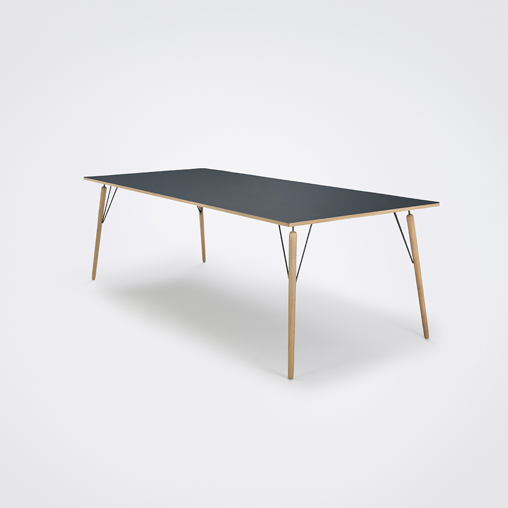 DINING TABLE 240cm // Smokey Blue Linoleum // Oak Edge