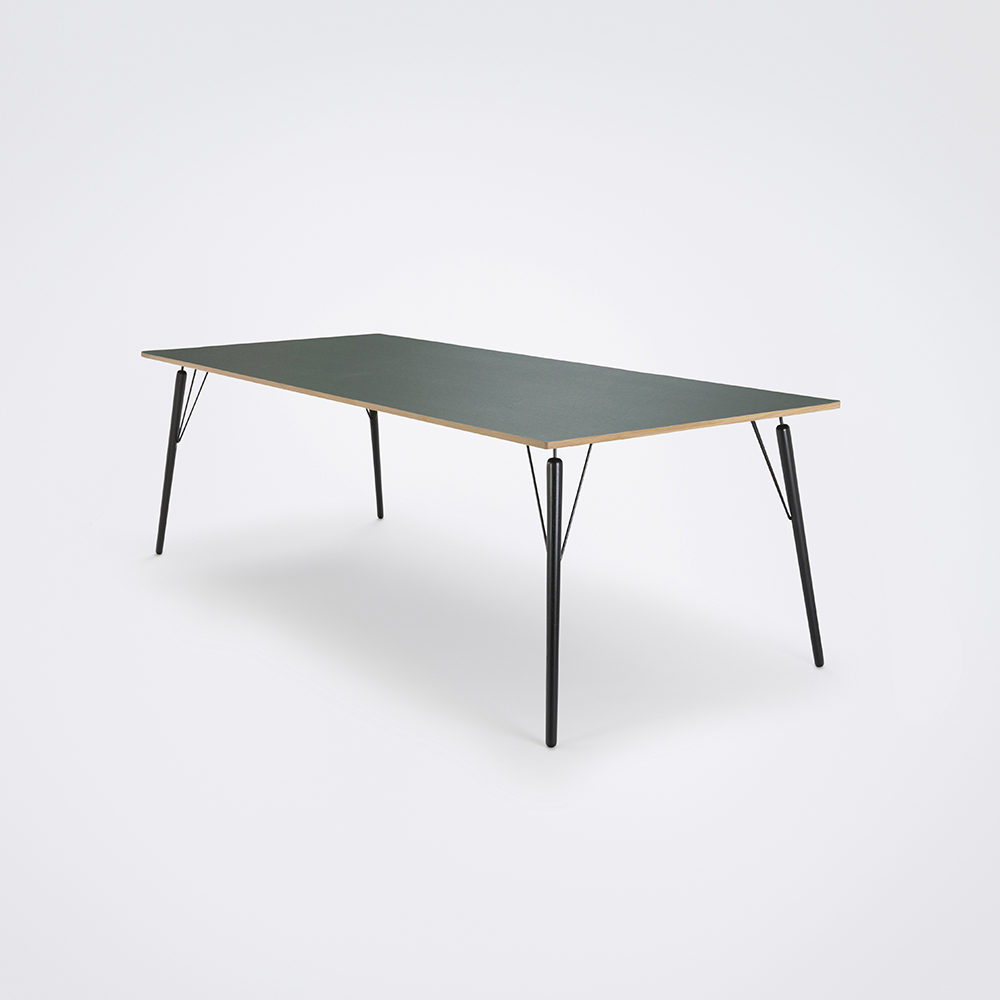 DINING TABLE 240cm // Dark Green Linoleum // Oak Edge