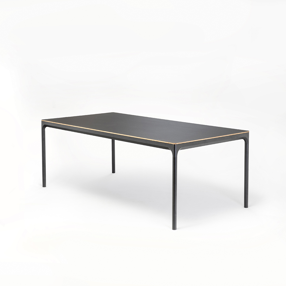 DINING TABLE 205cm // Black linoleum // Oak edge